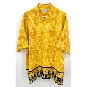 Eddie D Island Hawaiian Shirt Short Sleeve Men's Size 3XL Floral Palm Trees
